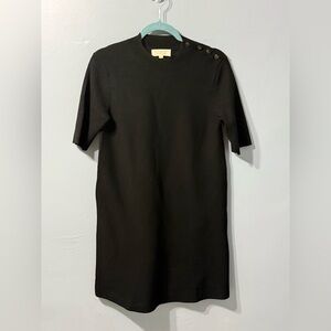 La Maille‎ Sezane Paris Black Knit Button Shoulder Women’s Sweater Dress Size M